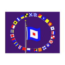 Whiskey Require Medical Assistance Signal Flag Post Cards