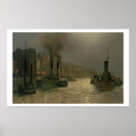 Whitby Harbour - Night, 1899 (oil on canvas) Poster