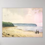 whitby sea and cliffs England Poster