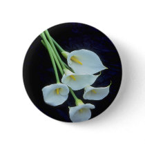 white A sheath of arum lilies flowers Pinback Button