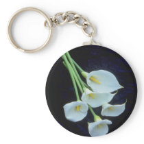white A sheath of arum lilies flowers Keychain