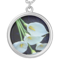 white A sheath of arum lilies flowers Personalized Necklace