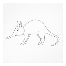 White Aardvark. Cute animal. Personalised Invite