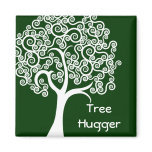 White Abstract Tree Magnet