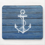 White Anchor And Vintage Blue Wood Mouse Mats