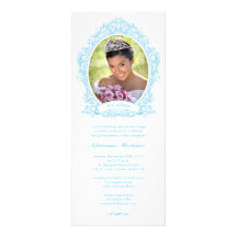 White and Aqua Blue Quinceanera Photo Invitations