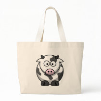 White and black cow tote bag