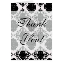 white and black romantic damask design greeting card