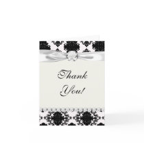 white and black romantic damask design greeting cards