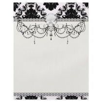 white and black romantic damask design personalized flyer