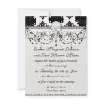 white and black romantic damask design invitations