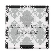 white and black romantic damask design magnets