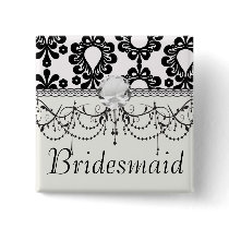 white and black small flower damask pin