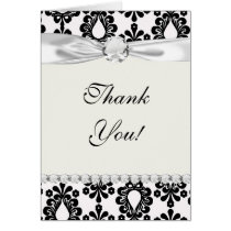 white and black small flower damask greeting cards