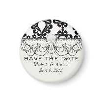 white and black small flower damask refrigerator magnet