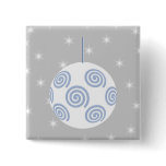 White and Blue Christmas Bauble. On Starry Gray. Pins