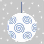 White and Blue Christmas Bauble. On Starry Gray. Photo Sculpture