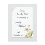 White and blue hellebores Save the Date postcard