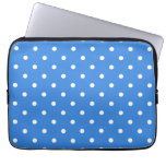 White and Blue Polka Dot Pattern. Laptop Computer Sleeve