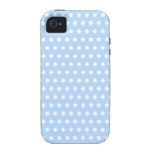 White and Blue Polka Dot Pattern. Spotty. iPhone 4/4S Case