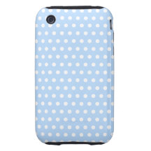 White and Blue Polka Dot Pattern. Spotty. Tough iPhone 3 Cases
