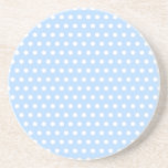 White and Blue Polka Dot Pattern. Spotty. Drink Coasters