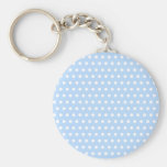 White and Blue Polka Dot Pattern. Spotty. Keychains