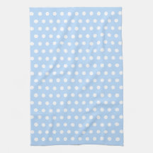 White and Blue Polka Dot Pattern. Spotty. Towels
