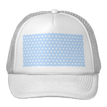 White and Blue Polka Dot Pattern. Spotty. Mesh Hat