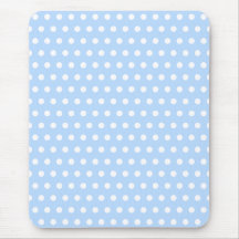 White and Blue Polka Dot Pattern. Spotty. Mousepads
