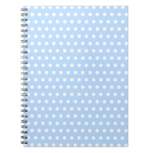 White and Blue Polka Dot Pattern. Spotty. Spiral Notebooks