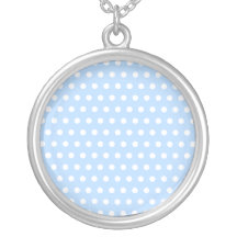 White and Blue Polka Dot Pattern. Spotty. Pendant