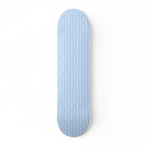 White and Blue Polka Dot Pattern. Spotty. Skate Deck