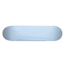 White and Blue Polka Dot Pattern. Spotty. Skate Deck