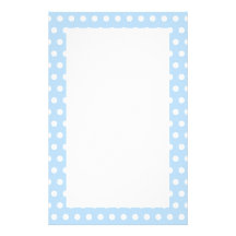 White and Blue Polka Dot Pattern. Spotty. Stationery Paper