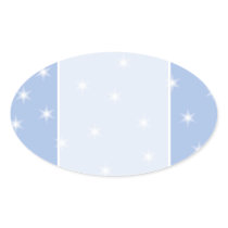 White and Blue Stars Design. Oval Sticker