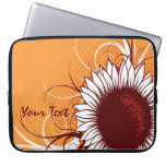 White and Burgundy Flower on Orange Computer Sleeve