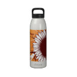 White and Burgundy Flower on Orange Reusable Water Bottles