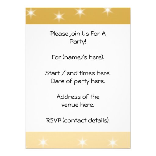 White and Gold Colour Star Pattern Custom Invitation