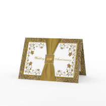White and Gold Floral 50th Anniversary Invitation