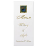 White and Gold Peacock Feather Menu Card rack cards