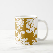 white and gold royale lovely damask mug