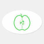 White and Green Apple Half. stickers