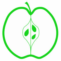 White and Green Apple Half. Cut Outs