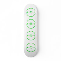 White and Green Apple Half. Skate Board Decks