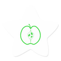 White and Green Apple Half. Sticker