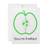 White and Green Apple Illustration. Fruit. Custom invitations