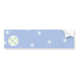 White and Green Christmas Bauble. On Starry Blue. Bumper Stickers