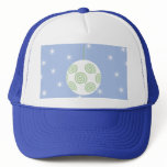 White and Green Christmas Bauble. On Starry Blue. hats