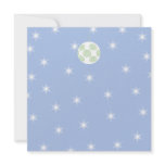 White and Green Christmas Bauble. On Starry Blue. Custom Invitations